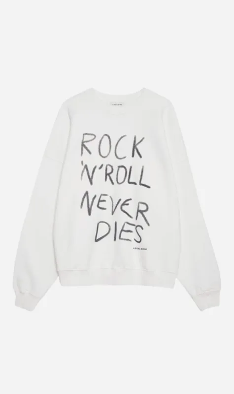 Anine Bing | Miles Sweatshirt Rock N Roll - Ivory sold by Sister & Co