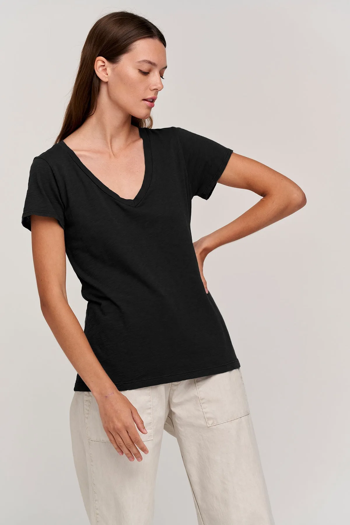 Velvet | Lilith V Neck T-Shirt - Black sold by Sister & Co product image thumbnail 2