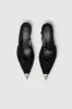 Anine Bing | Nina Heels With Metal Toe Cap - Black & White Tweed sold by Sister & Co