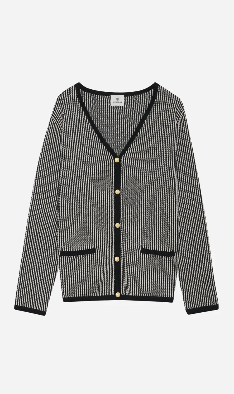 Anine Bing | Dave Cardigan - Black & White sold by Sister & Co