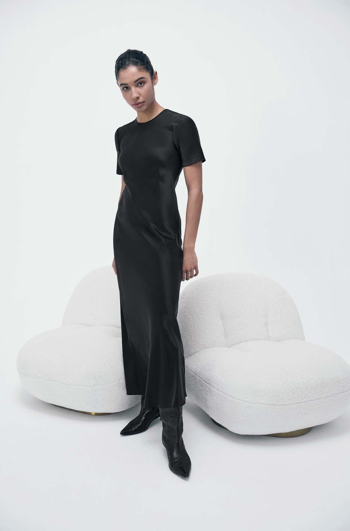 Silk Laundry | Short Sleeve Bias Dress - Black sold by Sister & Co product image thumbnail 2