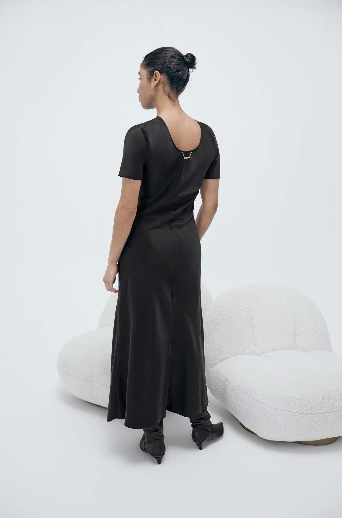 Silk Laundry | Short Sleeve Bias Dress - Black sold by Sister & Co product image thumbnail 3