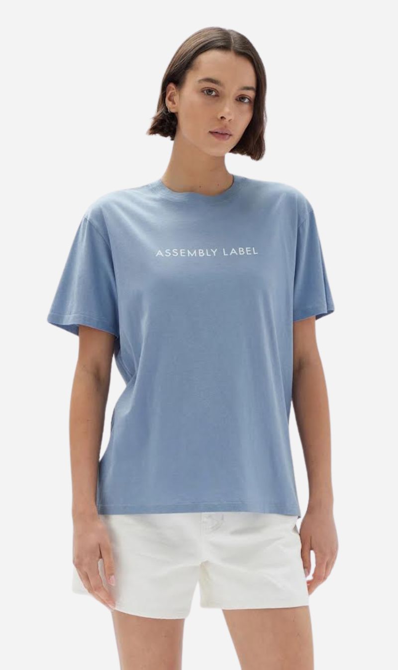 Assembly Label | Everyday Organic Logo Tee - Glacial/White sold by Sister & Co