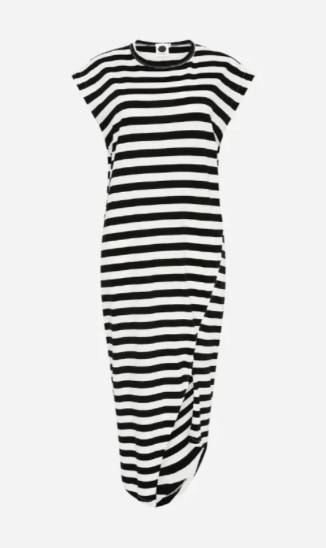 Bassike | Stripe Split Tank Dress - Black/Undyed sold by Sister & Co
