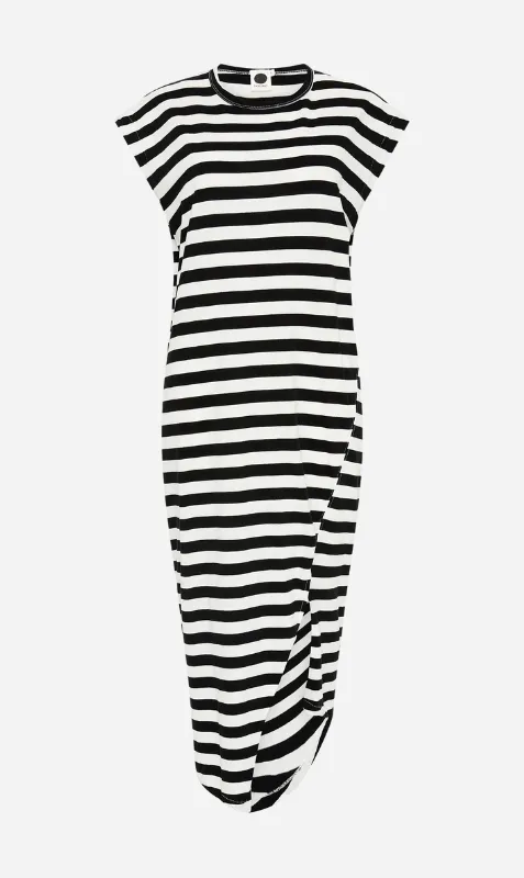 Bassike | Stripe Split Tank Dress - Black/Undyed sold by Sister & Co