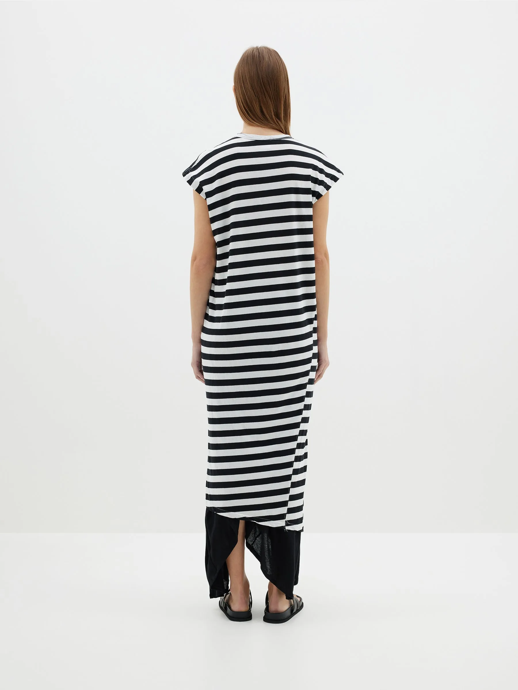 Bassike | Stripe Split Tank Dress - Black/Undyed sold by Sister & Co product image thumbnail 4