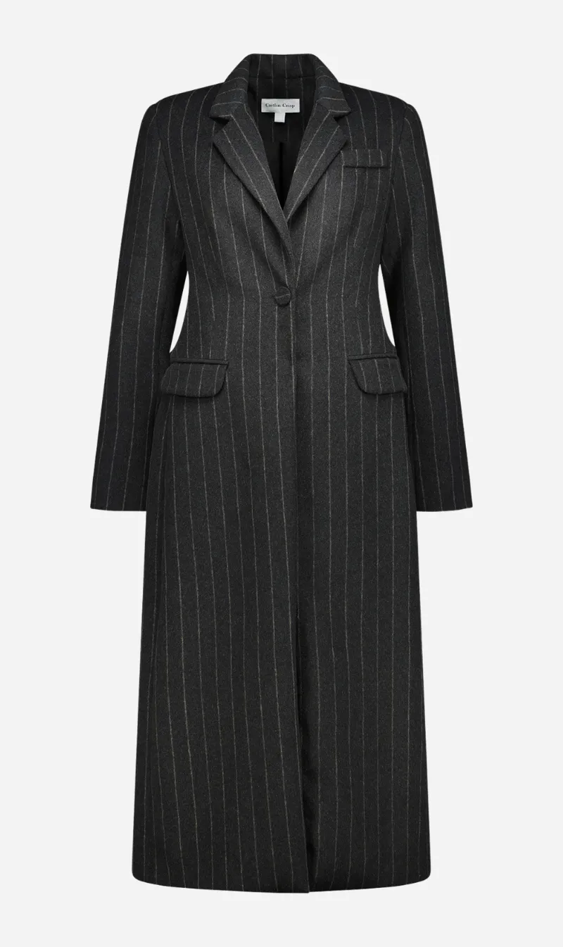 Caitlin Crisp | Vice Coat - Charcoal Stripe sold by Sister & Co