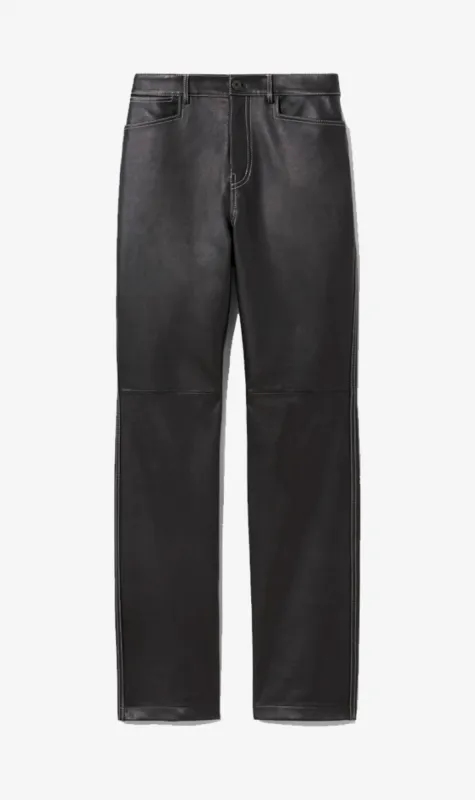 Proenza Schouler White Label | Leather Straight Pant - Black sold by Sister & Co