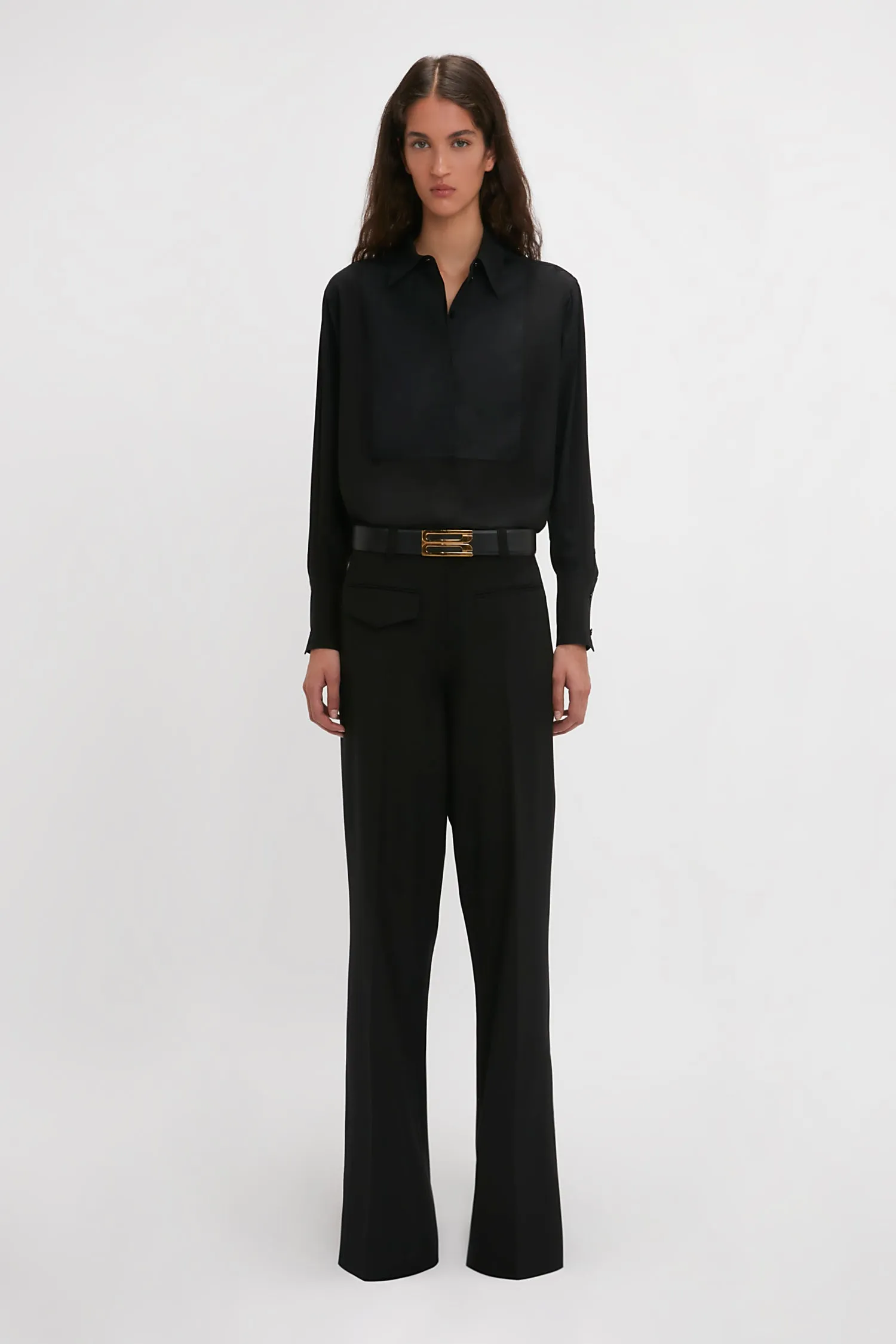Victoria Beckham | Contrast Bib Shirt - Black sold by Sister & Co product image thumbnail 2