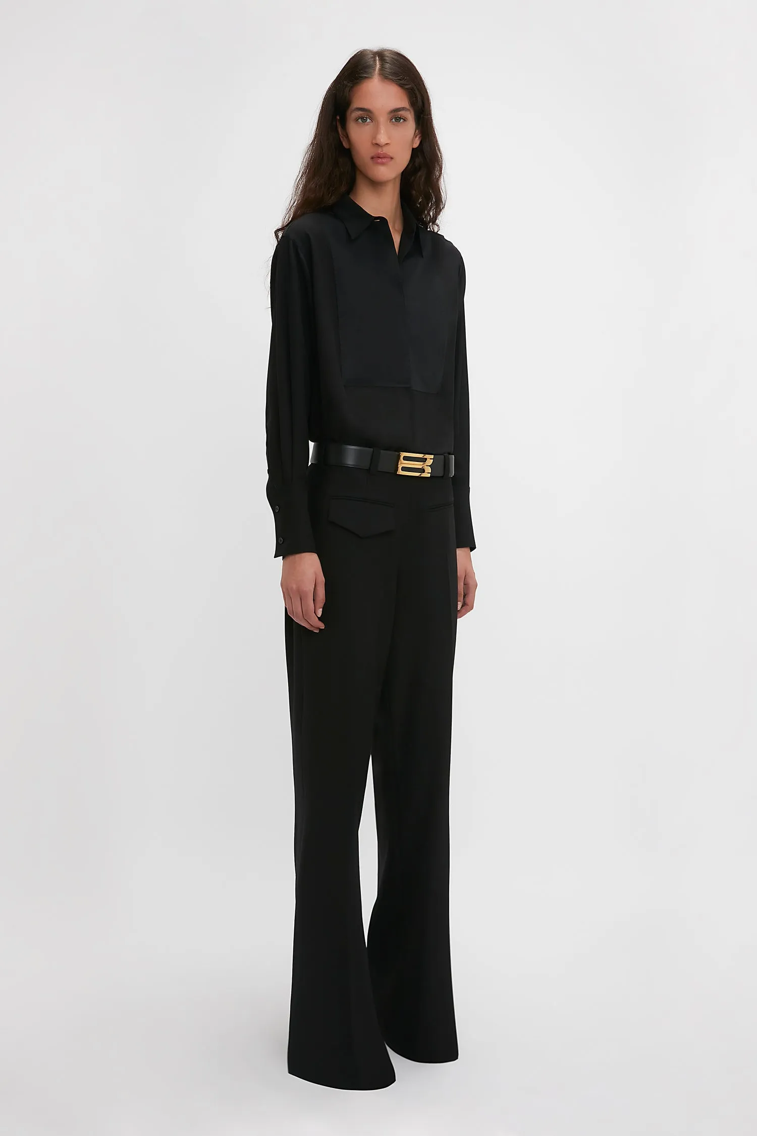 Victoria Beckham | Contrast Bib Shirt - Black sold by Sister & Co product image thumbnail 3