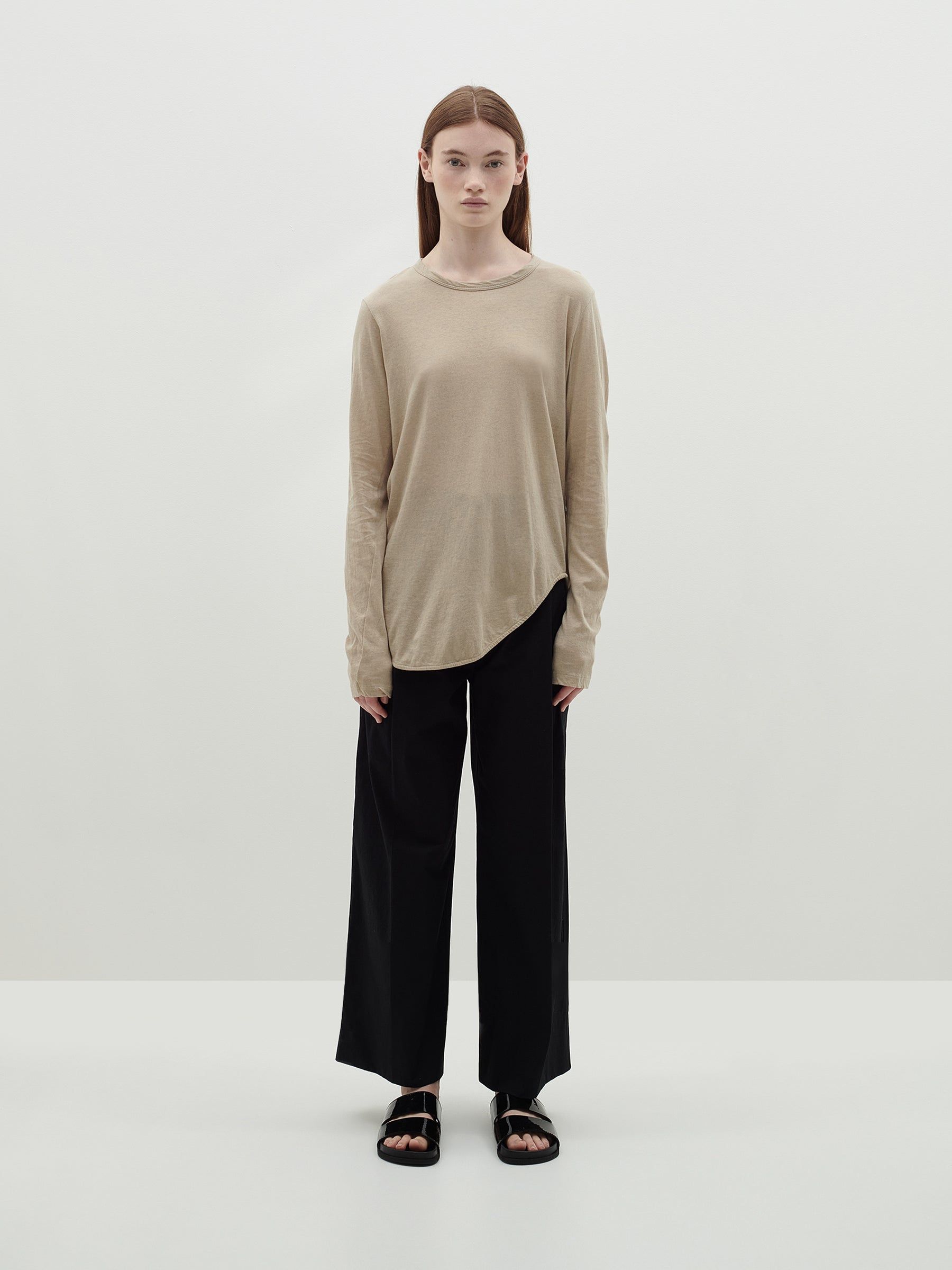 Bassike | Regular Scoop Hem L/s T.Shirt - Malt Marl sold by Sister & Co product image thumbnail 2