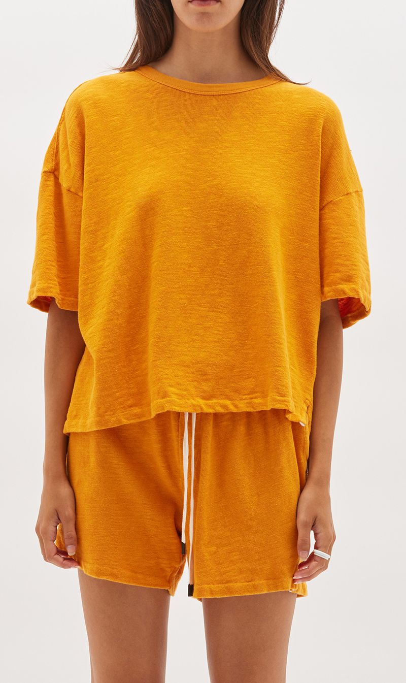 Bassike | Slouch Rib Htg T.shirt - Tangerine sold by Sister & Co