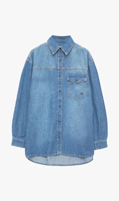 Anine Bing | Sloan Shirt - Panama Blue sold by Sister & Co