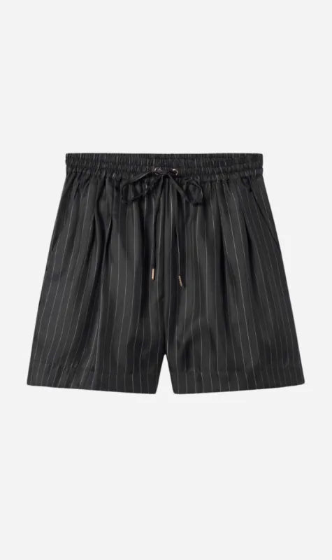 Silk Laundry | Twill Slouch Shorts Pinstripe - Black/White sold by Sister & Co