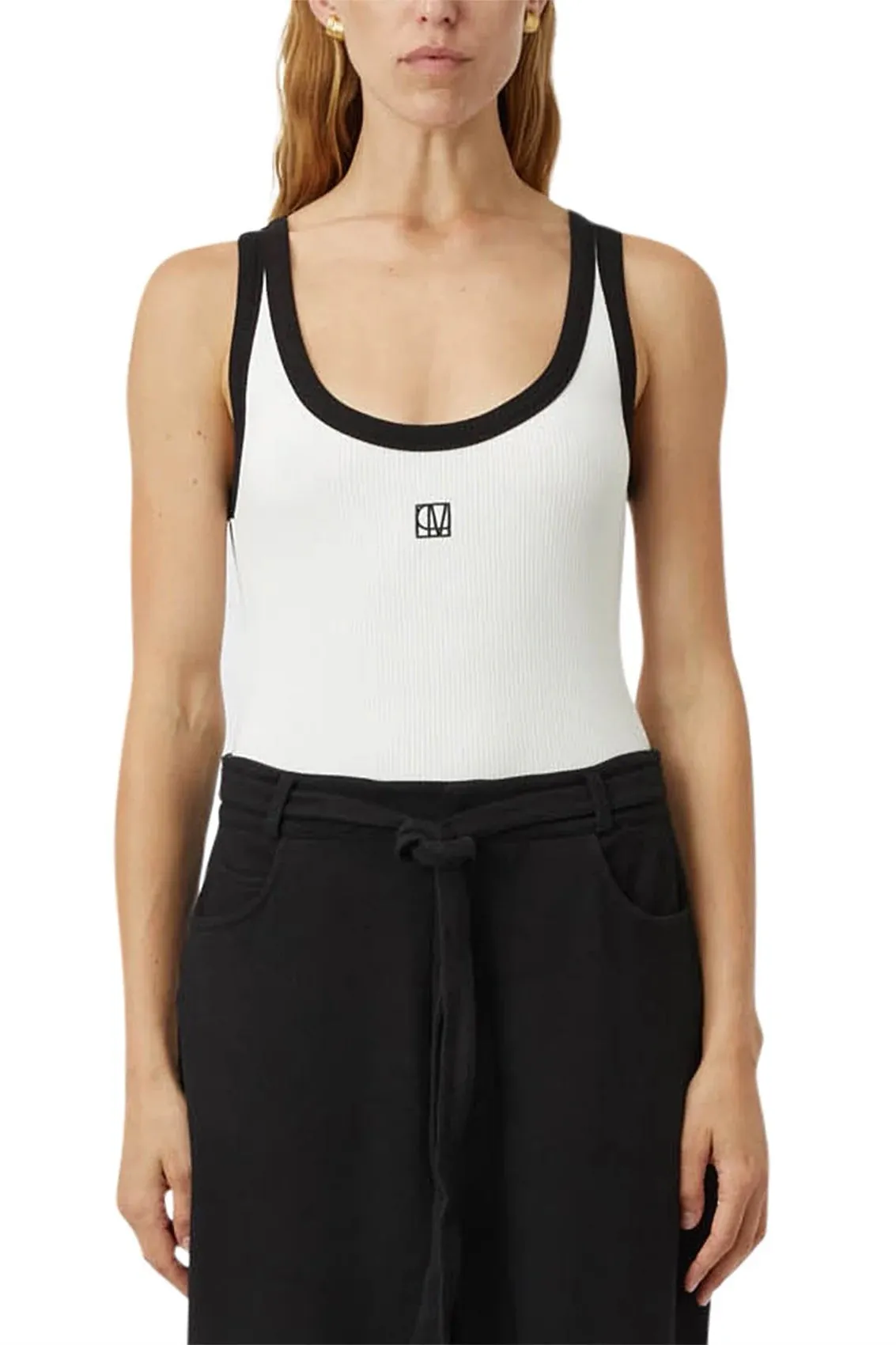 Camilla and Marc | Nora Contrast Bind Scoop Neck Tank - White/Black sold by Sister & Co product image thumbnail 3