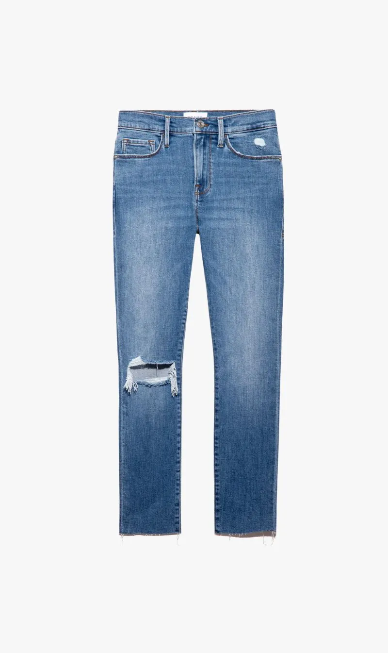 Frame Denim | Le Skinny Crop Raw - Sunfaded Rips sold by Sister & Co