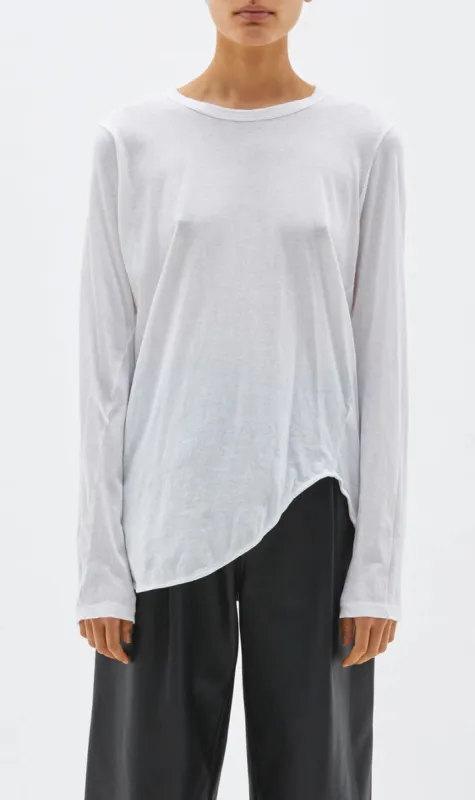 Bassike | Regular Scoop Hem Long Sleeve T.Shirt - White sold by Sister & Co