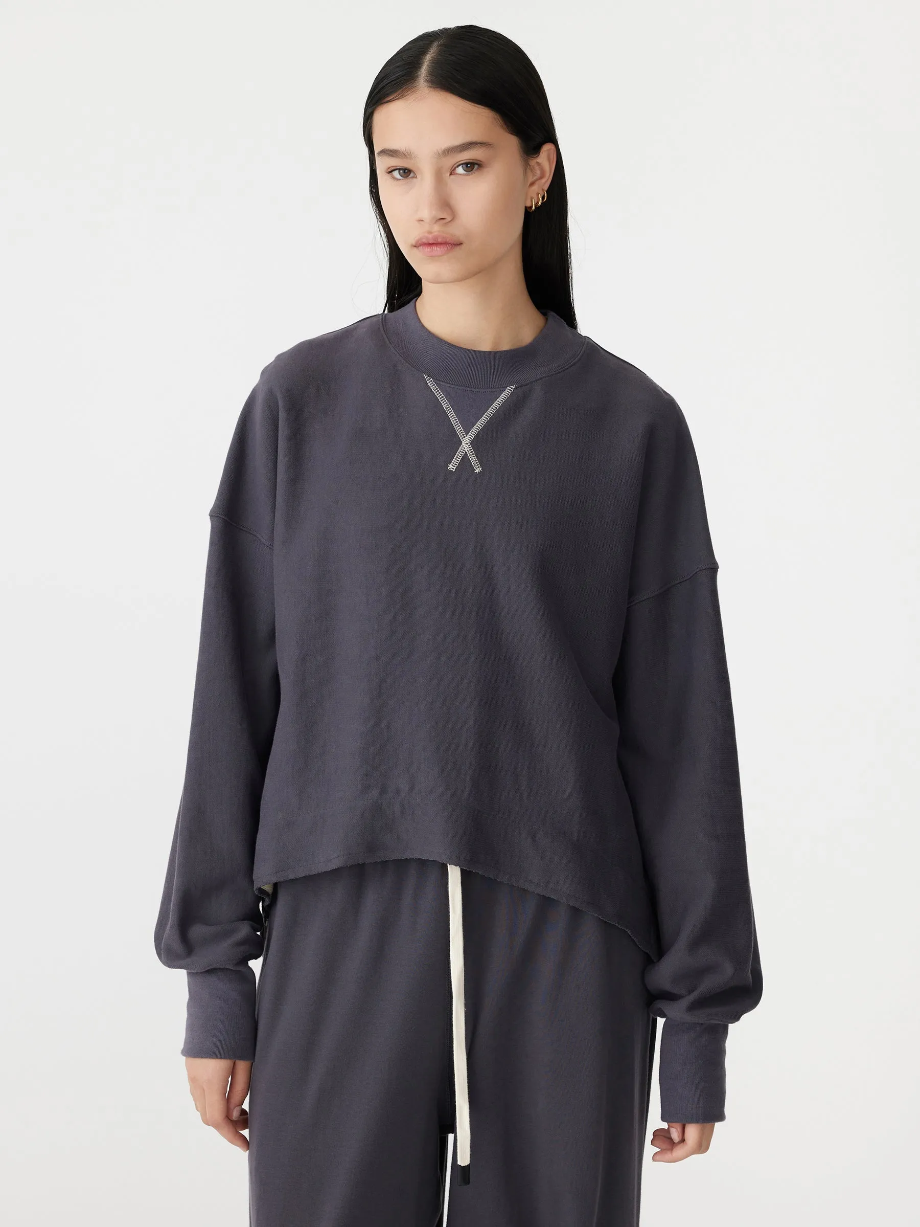Bassike | Side Split Contrast Sweat - Washed Navy sold by Sister & Co product image thumbnail 2