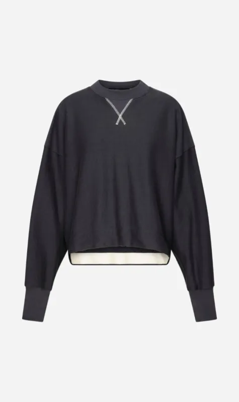 Bassike | Side Split Contrast Sweat - Washed Navy sold by Sister & Co