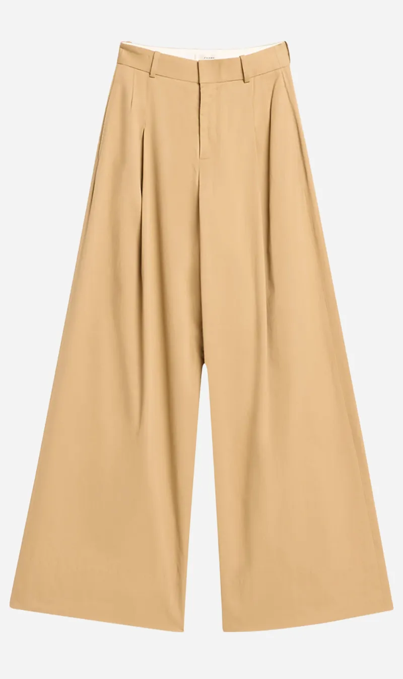 Frame | Pleated Wide Leg Pant - Camel sold by Sisters & Co