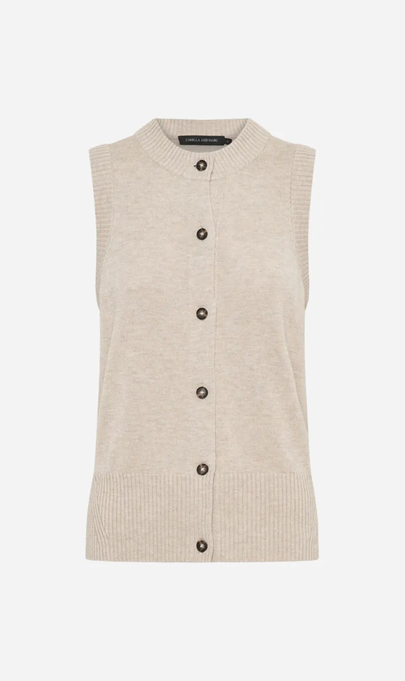 Camilla and Marc | Macie Sleeveless Cardigan - Oat Melange sold by Sister & Co