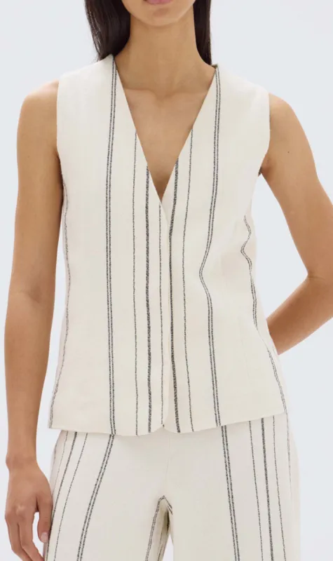 Assembly Label | Matera Stripe Vest - Cream/Black sold by Sister & Co