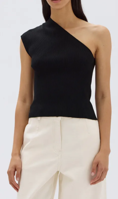Assembly Label | Elodie One Shoulder Knit Tank - Black sold by Sister & Co