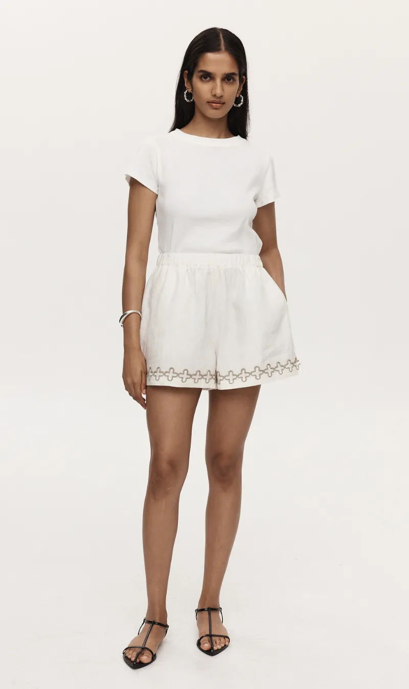 Marle | Alisa Short - Ivory Embroidery sold by Sister & Co