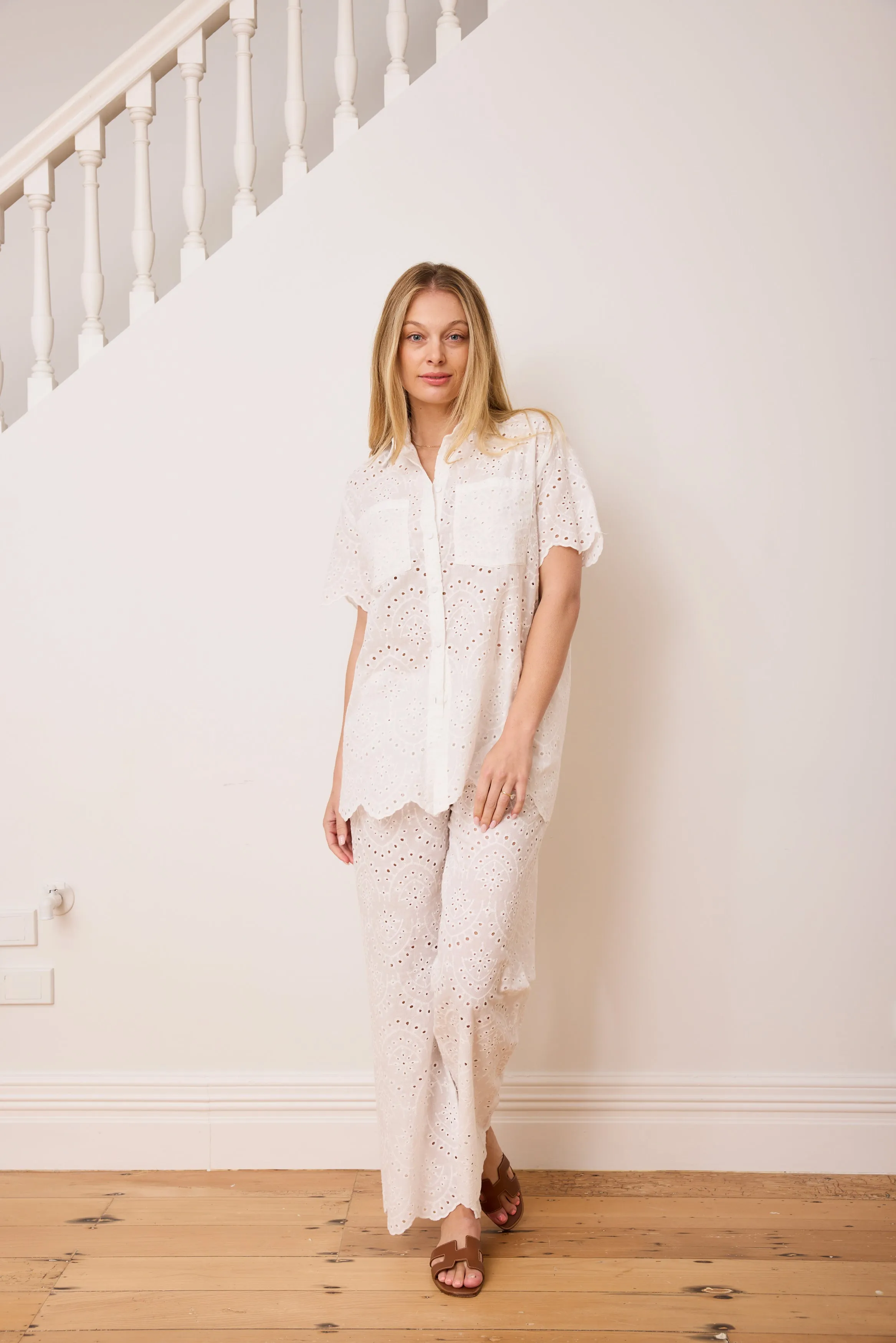 Caitlin Crisp | Short Sleeve Crisp Shirt - White Broderie sold by Sister & Co product image thumbnail 3