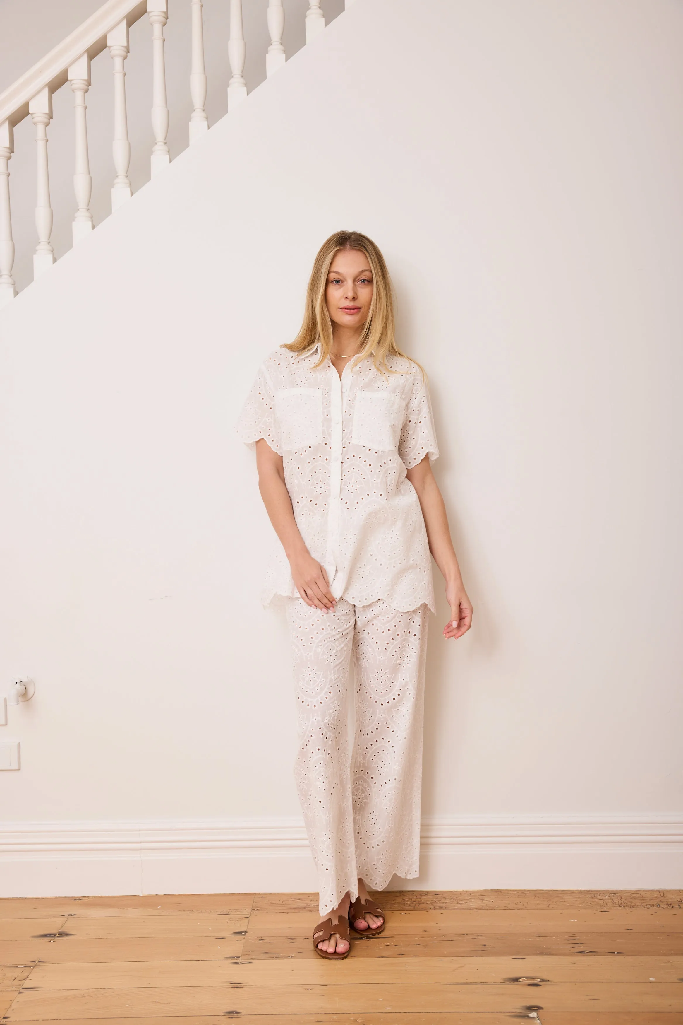 Caitlin Crisp | Short Sleeve Crisp Shirt - White Broderie sold by Sister & Co product image thumbnail 2