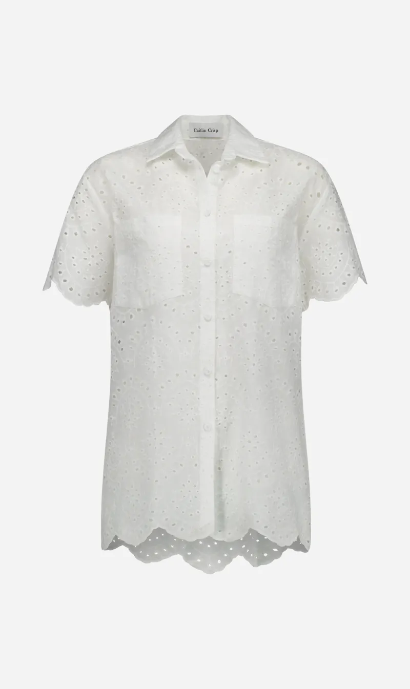 Caitlin Crisp | Short Sleeve Crisp Shirt - White Broderie sold by Sister & Co