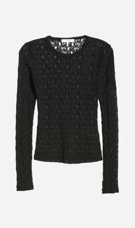 Frame | Mesh Lace Crew Neck - Black sold by Sister & Co