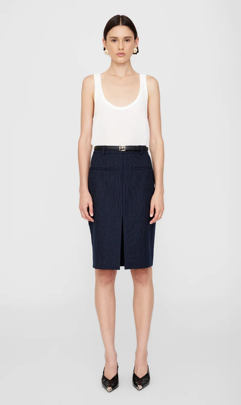 Anine Bing | Kora Skirt - Navy Pinstripe sold by Sisters & Co
