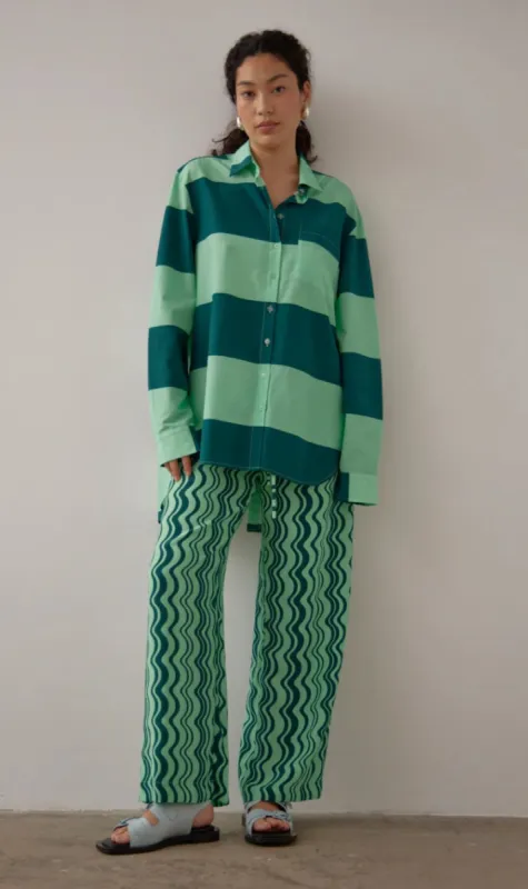 Gary Bigeni | Celina Split Shirt - Marta Mint Stripe sold by Sister & Co