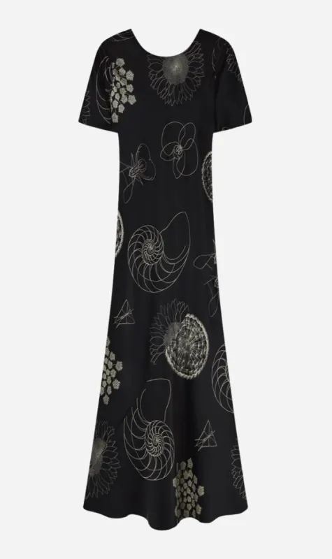 Silk Laundry | Short Sleeve Bias Dress - Fibonacci Black sold by Sister & Co