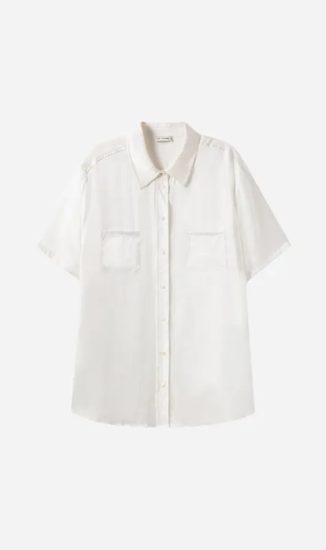 Silk Laundry | Short Sleeve Boyfriend Shirt - White sold by Sister & Co