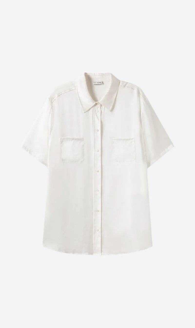 Silk Laundry | Short Sleeve Boyfriend Shirt - White sold by Sister & Co