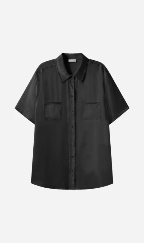 Silk Laundry | Short Sleeve Boyfriend Shirt - Black sold by Sister & Co