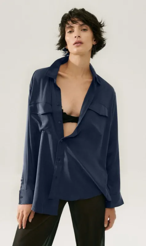 Silk Laundry | Boyfriend Shirt - Midnight sold by Sister & Co