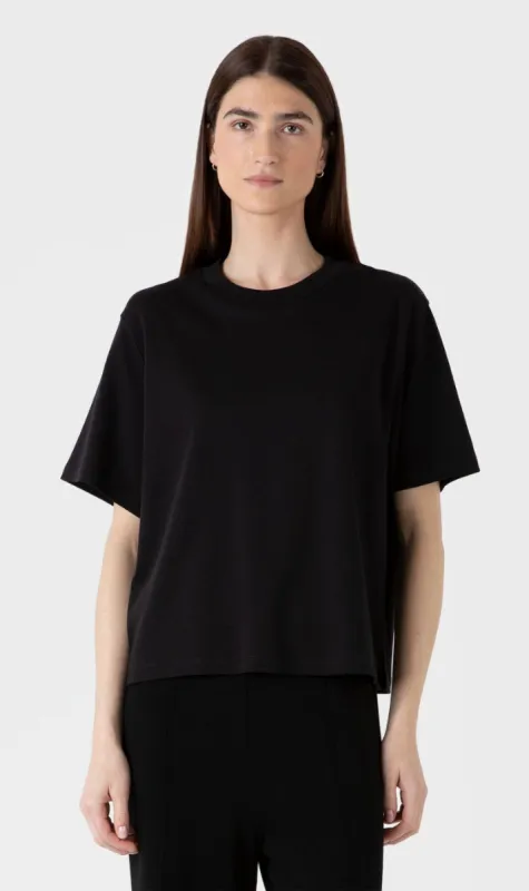 Sunspel | Boxy T.Shirt - Black sold by Sisters & Co