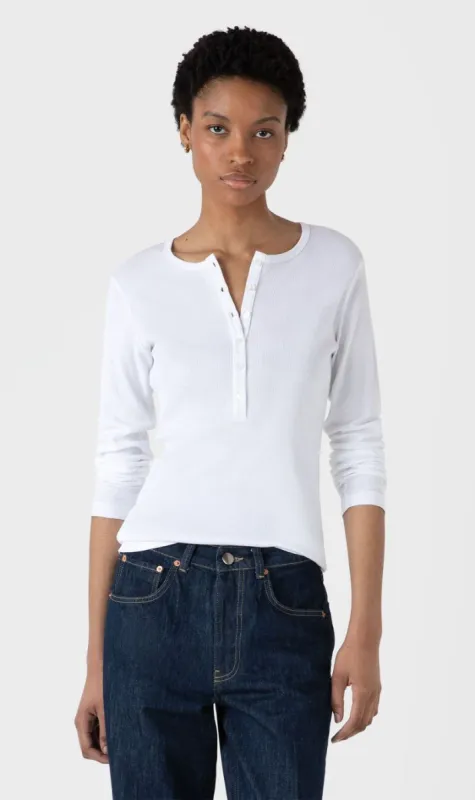 Sunspel | Rib Henley - White sold by Sister & Co