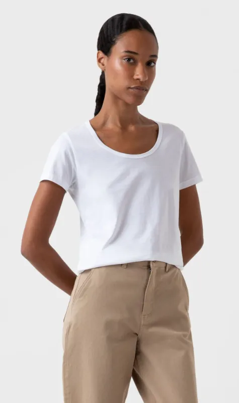 Sunspel | Scoop T.Shirt - White sold by Sisters & Co