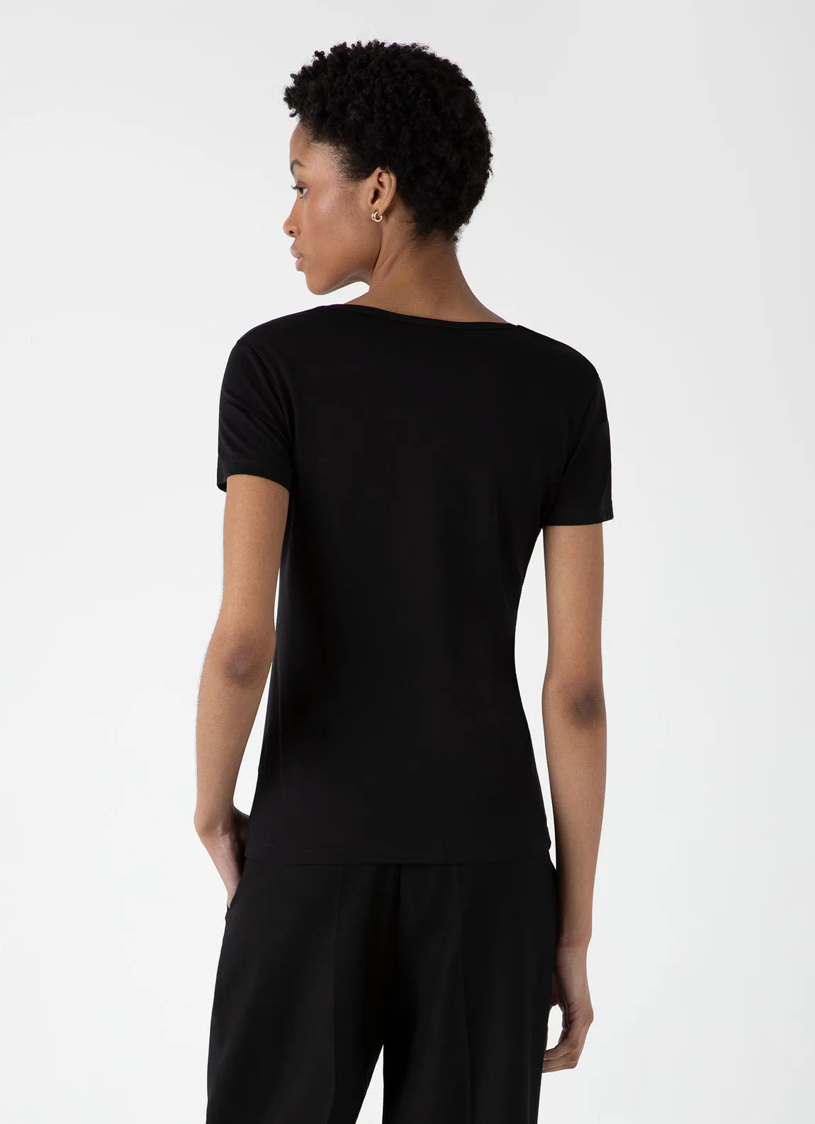 Sunspel | Scoop T.Shirt - Black sold by Sisters & Co product image thumbnail 4