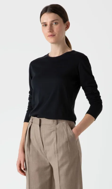Sunspel | Longsleeve Crew Neck T.Shirt - Black sold by Sister & Co