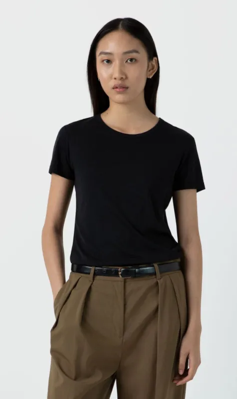 Sunspel | Shortsleeve Crew Neck T.Shirt - Black sold by Sisters & Co