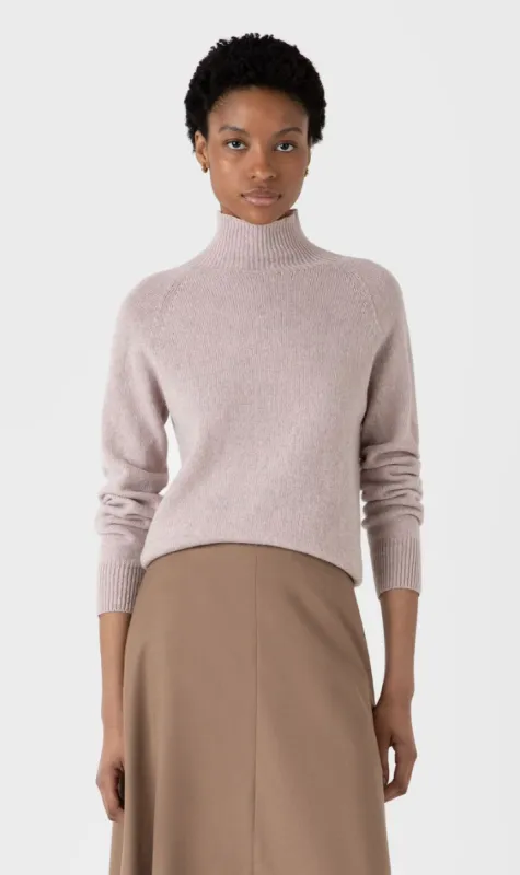 Sunspel | Funnel Neck Jumper - Pale Pink Twist sold by Sister & Co