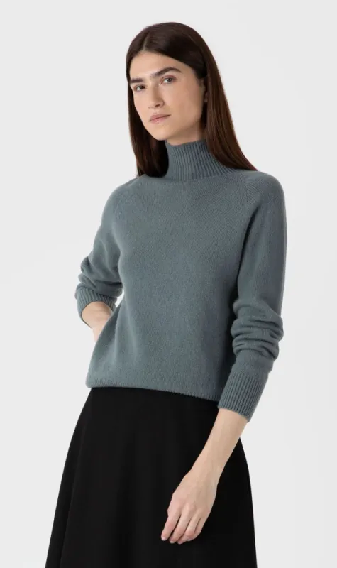 Sunspel | Funnel Neck Jumper - Smoke Green sold by Sister & Co