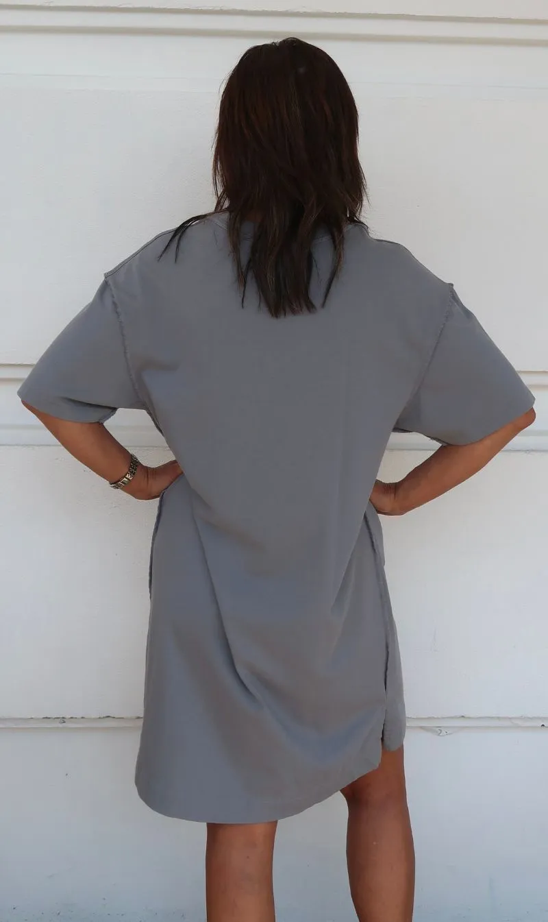 Bassike | Reverse Double Jersey Boxy Short Sleeve Dress - Dove Grey sold by Sister & Co product image thumbnail 3
