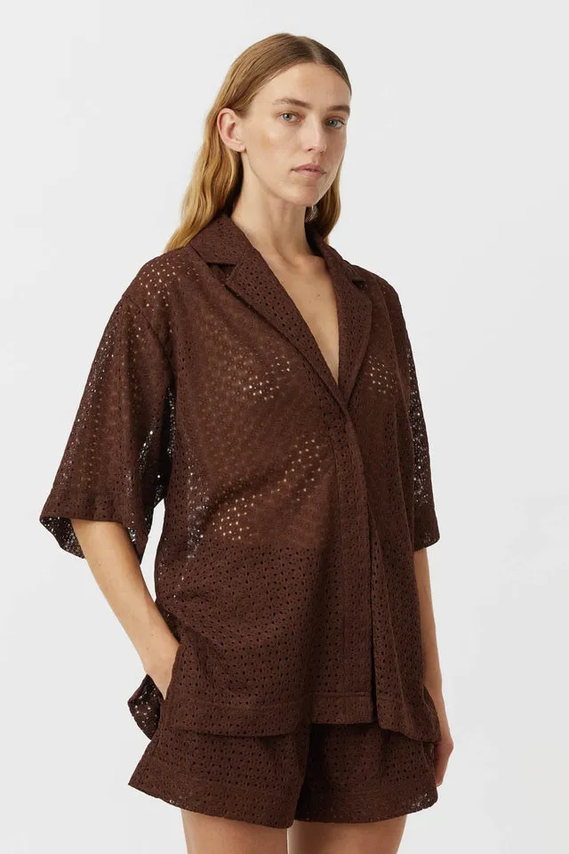 Camilla and Marc | Agna Lace Shirt - Mocha sold by Sister & Co product image thumbnail 2