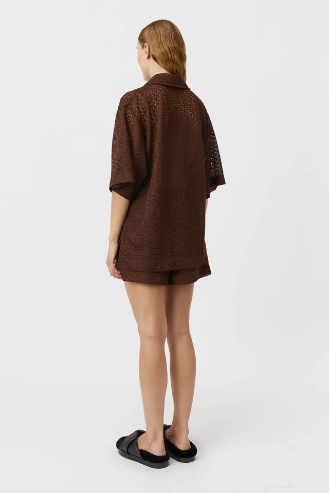 Camilla and Marc | Agna Lace Shirt - Mocha sold by Sister & Co product image thumbnail 4